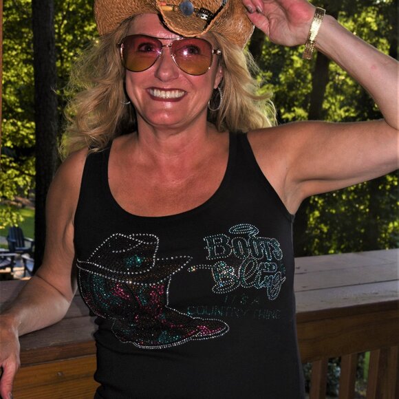 Boots & Bling rhinestone sleeveless tank XS S M L XL XXL 1X 2X 3X … - Picture 4 of 8